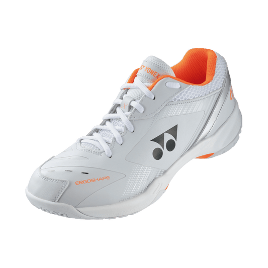 Side View - Yonex Power Cushion 65 X White/Orange Badminton Shoes